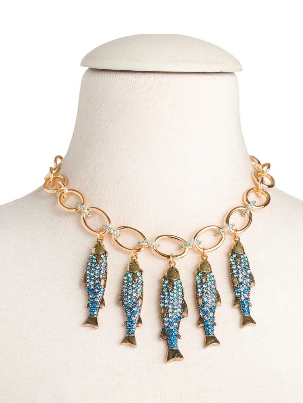 Betsey Johnson Mermaid Jewels Crystal Sardines Fish Charm Necklace NWT